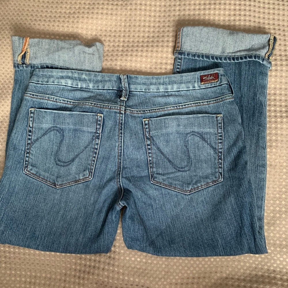 Silver Jeans crops, Y2K, roll up hem, straight leg, structured, EUC, Laura 29